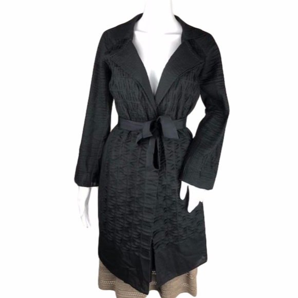 Elie Tahari Black Trench Coat Sz S (SKU 00… - Picture 1 of 6